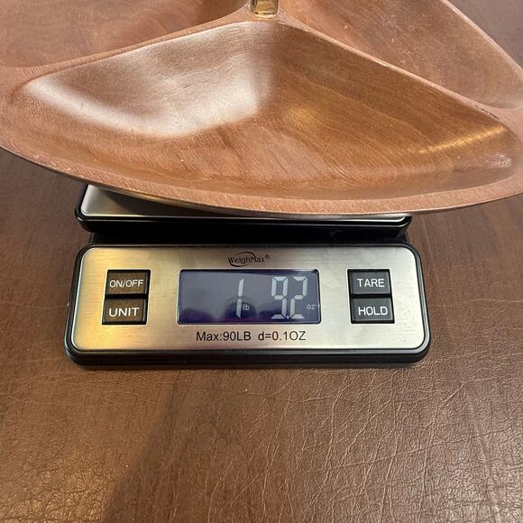 Vintage Kromex MCM Wood Nut Tray with Brass Handle Mid Century Modern - Picture 5 of 5